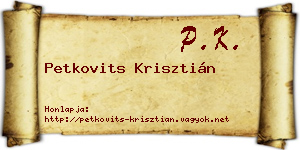 Petkovits Krisztián névjegykártya