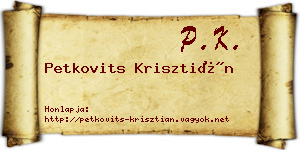 Petkovits Krisztián névjegykártya